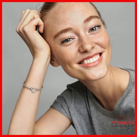 Sterling Silver Snake Chain Heart Clasp Bracelet 7.1 Inches - Picture 4 of 8